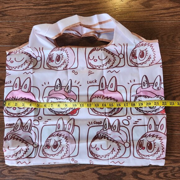 Labubu Pink  Foldable Reusable Shopping Bag with Small Pouch – Nylon - Picture 2 of 10